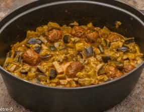 Curry d'aubergines aux boulettes de boeuf
