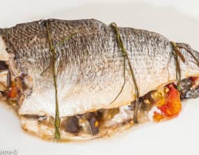 Daurade fourrée à l'aubergine