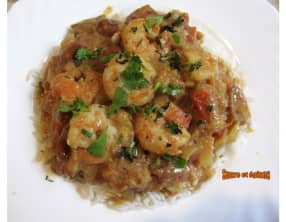 Curry de crevettes aux mirabelles