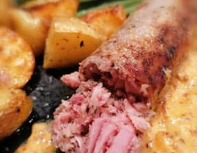 Andouillette du Sud Ouest sauce moutarde au piment d’Espelette