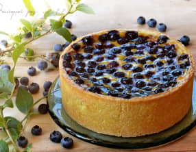 Flan pâtissier myrtilles, noix de coco