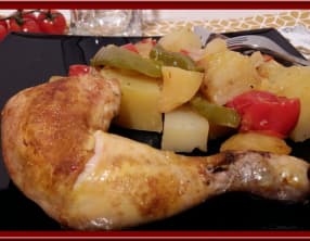 Cuisses de poulet rôti à l’huile d’argan et aux petits légumes