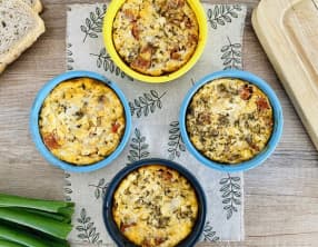 Mini clafoutis tomate, poivron et feta