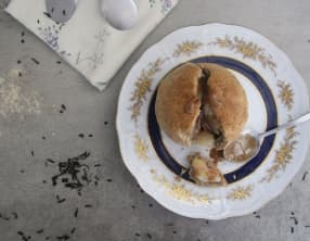 Pêches en croûte, sauce caramel