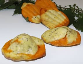 Madeleine marbré tomate et graines d’ortie