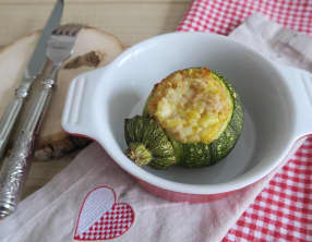 Courgette ronde farcie aux flocons d'avoine et cancoillotte