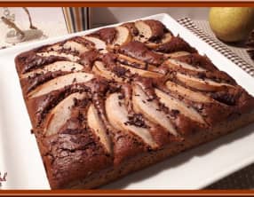 Gâteau aux poires noisettes et chocolat