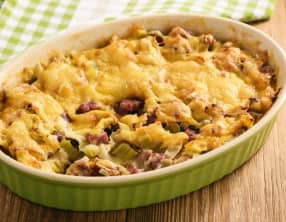 Gratin de poireaux et jambon