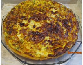 Quiche au poulet, poivron et chèvre frais