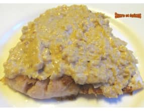 Filets de perche grillés sauce à la Vache qui rit, moutarde et vin blanc