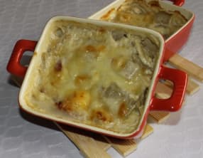 Blettes carbonara gratinés au jambon cru et au beaufort