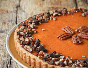 Tarte courge, pécan, chocolat