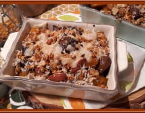 Potiron vert Hokkaïdo et châtaignes en crumble de graines