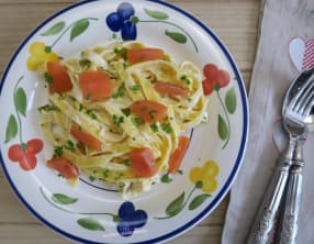 Tagliatelles à  la truite fumée et crème citronnée