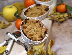 Crumble au chocolat pomme poire et clémentine