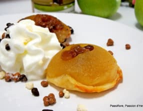 Mini tatin aux pommes, raisins, miel