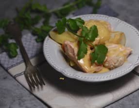 Blanquette de saumon et St-Jacques à la bisque