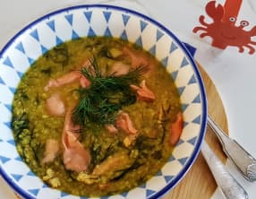 Blé vert concassé au filet de truite et à l'aneth