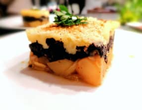 Parmentier de boudin noir du Sud Ouest aux deux pommes