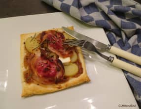 Tarte salée à la confiture d'oignons, pommes de terre et feta