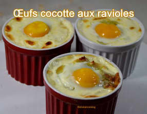 Œufs cocotte aux ravioles