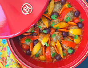 Tajine de boulettes de sardines à l’aubergine grillée