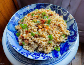 Risotto de petit épeautre aux petits légumes