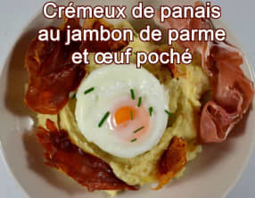 Crémeux de panais au jambon de parme et son œuf poché