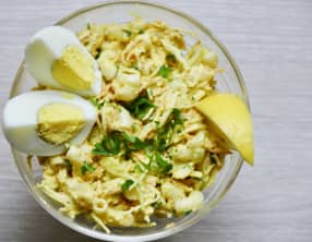 Rémoulade alcaline de crudités aux coquillettes