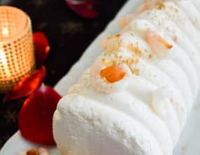 Bûche rose, litchi, vanille