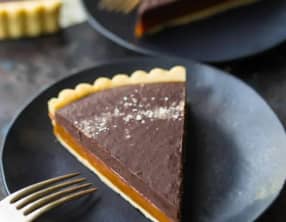 Tarte au chocolat et caramel au beurre salé