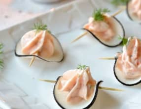 Bouchée de radis noir au saumon