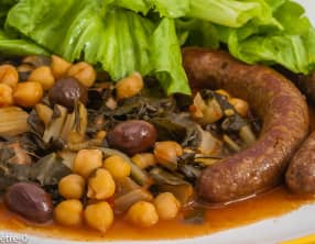 Merguez aux pois chiches et aux blettes