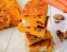 Brownie carottes, chèvre et noix