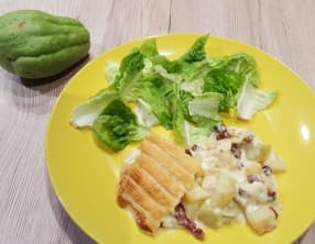 Tartiflette chayotte et pommes de terre