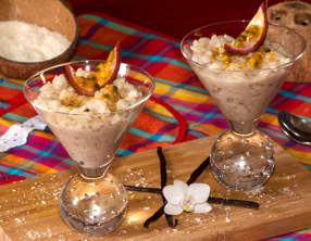 Riz au lait de coco à la vanille et fruits de la passion
