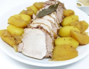 Rôti de porc au cidre et aux deux pommes