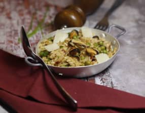 Risotto aux moules et aux petits pois