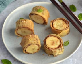 Makis de crêpes banane et chocolat