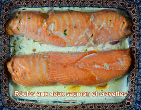 Roulés aux deux saumons et crevettes