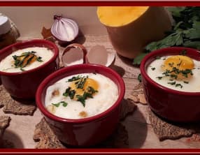 Oeufs cocotte au butternut et emmental