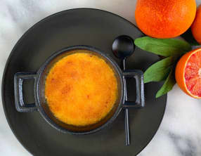 Crème brûlée au safran et orange sanguine