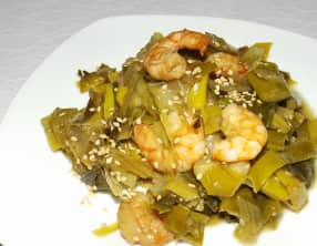 Fondue de poireaux et crevettes à l’asiatique