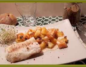 Cabillaud sur rutabaga et butternut rôtis