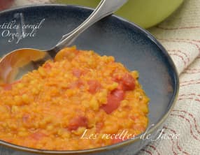 Pilaf de lentilles corail et orge perlé