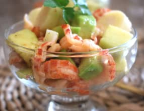 Coupe avocat écrevisses et coeur de palmier