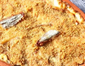 Gratin de pommes de terre à la crème et aux sprats