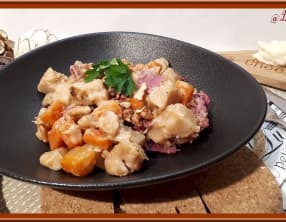 Poêlée de panais, carottes au Saint-marcellin et coppa