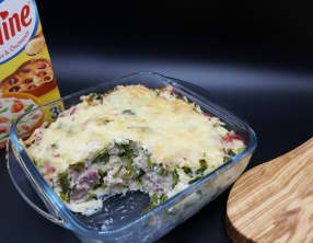 Gratin à la floraline, au poireau et jambon