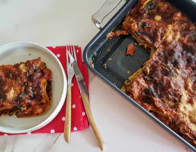 Lasagne épinard, sauce tomate, gingembre